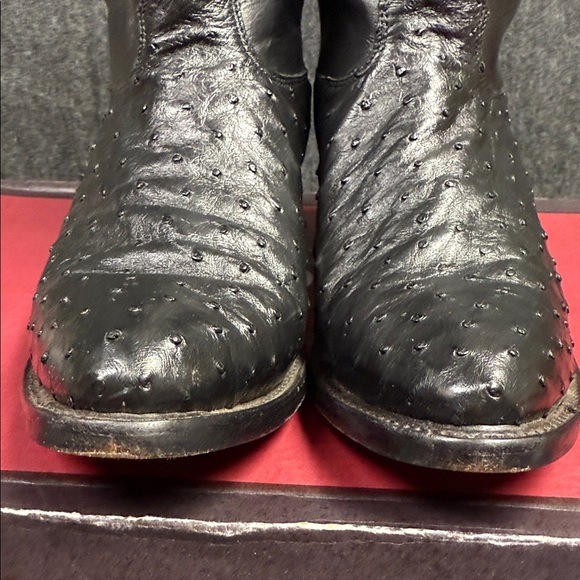 Nocona Black Ostrich Leather Boots 9D Texas Tech College Boots - Picture 14 of 16